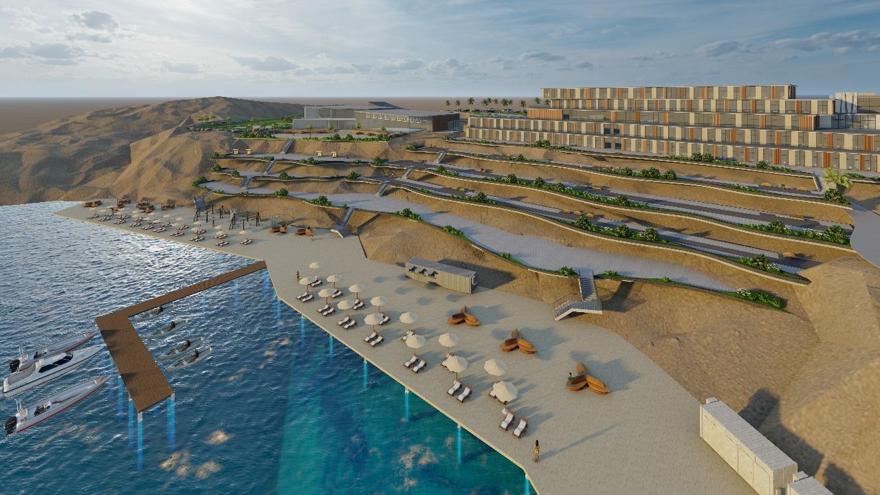 Курортный комплекс — вид с моря